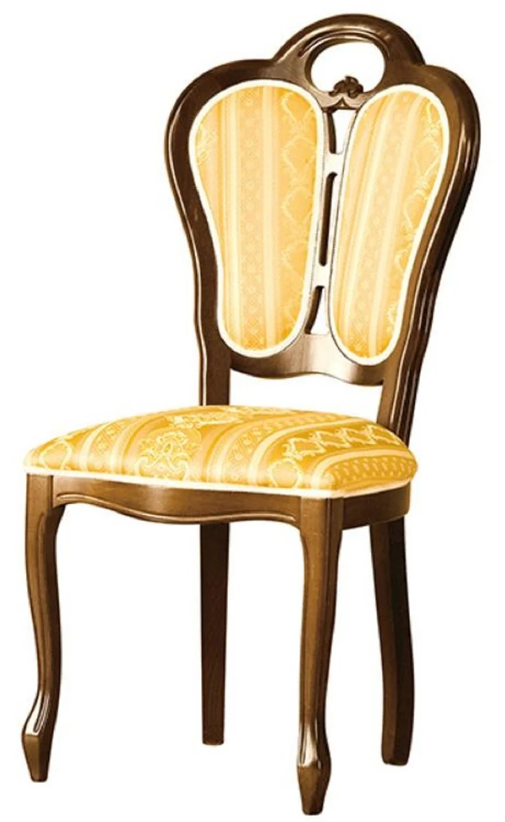 Casa Padrino Luxus Barock Esszimmer Set Braun / Weiß / Gold 48 x 43 x H. 104,5 cm - 4 Esszimmerstühle - Barock Esszimmermöbel