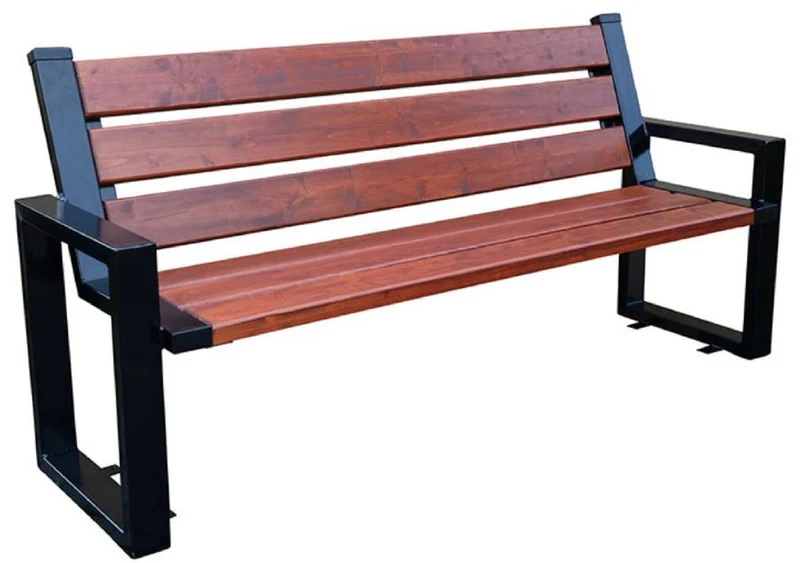Casa Padrino Luxus Gartenbank Dunkelbraun / Schwarz 180 x 40 x H. 90 cm - Parkbank Schlossbank Bank