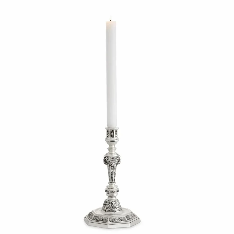 Casa Padrino Luxus Barock Kerzenständer im französischen Stil Antik Silber H. 25 cm - Barockstil Deko Accessoires