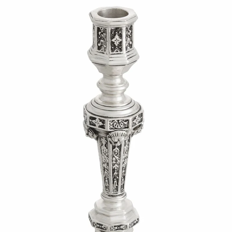 Casa Padrino Luxus Barock Kerzenständer im französischen Stil Antik Silber H. 25 cm - Barockstil Deko Accessoires