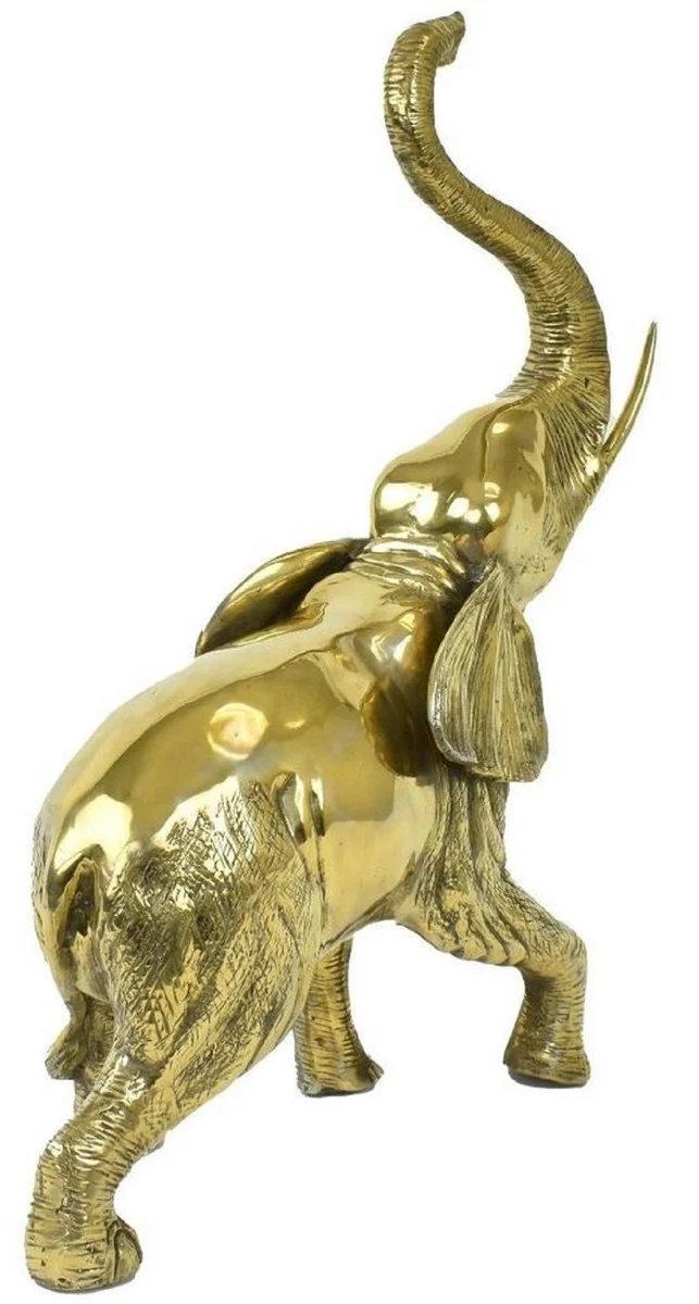 Casa Padrino Luxus Bronzefigur Elefant Gold 50 x 25 x H. 70 cm - Bronze Skulptur - Dekofigur - Deko Accessoires - Luxus Kollektion