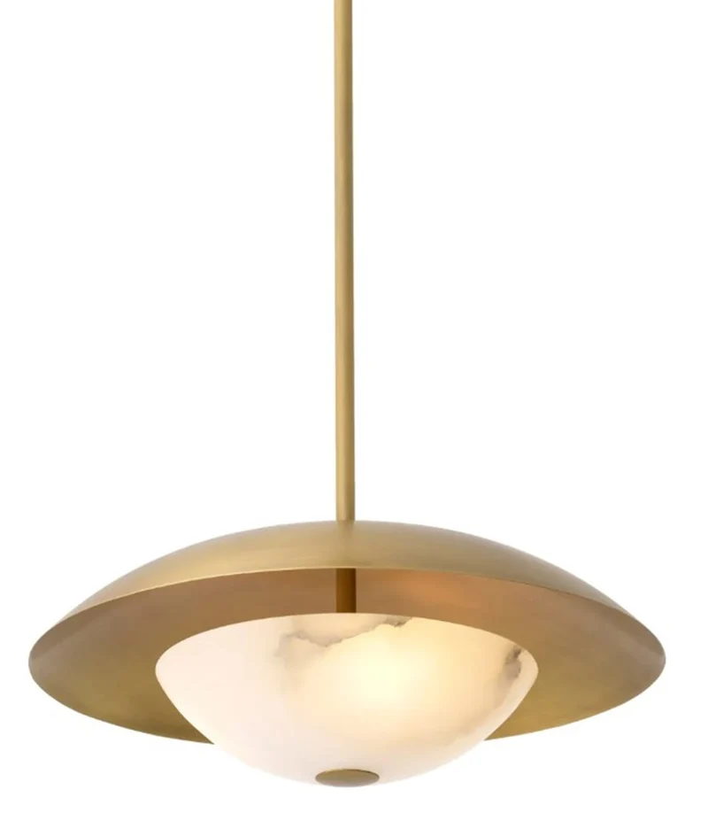 Casa Padrino Luxus Hängeleuchte Antik Messingfarben / Alabaster Ø 50 cm x H. 20 cm