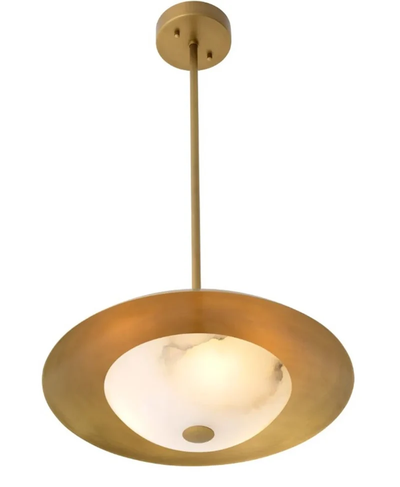 Casa Padrino Luxus Hängeleuchte Antik Messingfarben / Alabaster Ø 50 cm x H. 20 cm