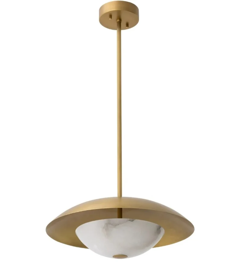 Casa Padrino Luxus Hängeleuchte Antik Messingfarben / Alabaster Ø 50 cm x H. 20 cm