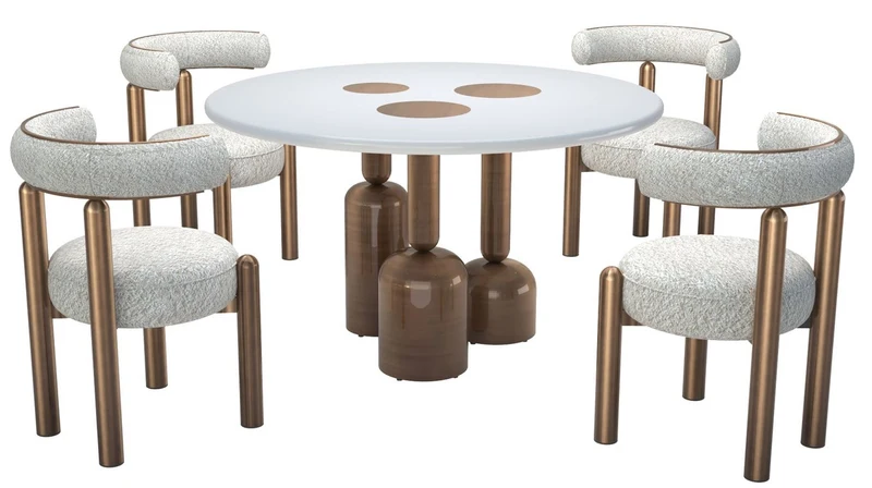Casa Padrino Luxus Esszimmer Set Weiß / Bronze - Luxus Hotel & Restaurant Möbel