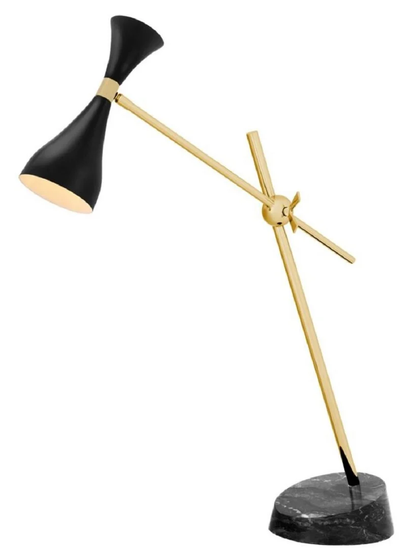 Casa Padrino Luxus Schreibtischleuchte Messingfarben / Schwarz 21 x 65 x H. 87-92 cm - Büromöbel