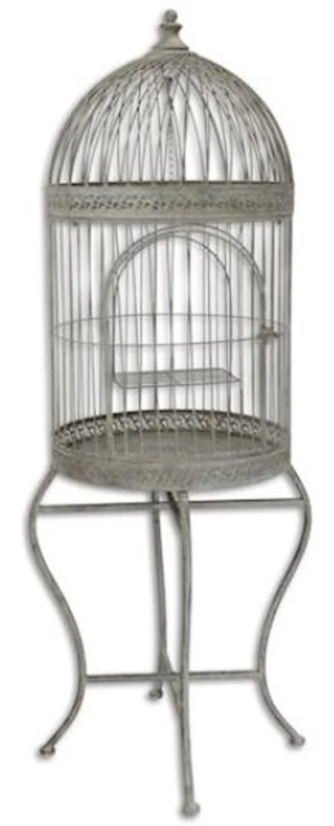 Casa Padrino Jugendstil Vogelkäfig mit Ständer Grau 45 x 45 x H. 120,5 cm - Barock & Jugendstil Accessoires