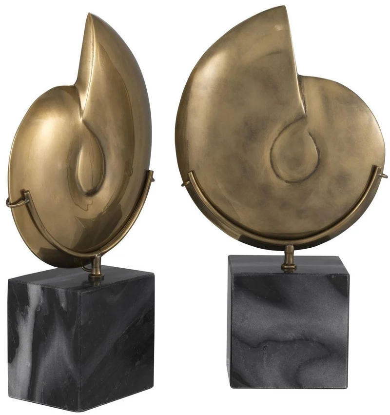 Casa Padrino Luxus Deko Objekte Set Vintage Messing / Schwarz 16,5 x 9 x H. 29 cm - Büro Deko - Schreibtisch Deko - Wohnzimmer Deko - Luxus Kollektion
