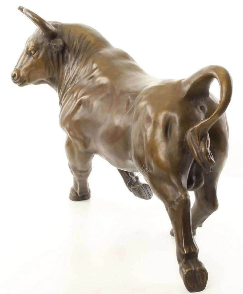 Casa Padrino Luxus Deko Bronze Skulptur Stier Bronze / Gold 57 x 24 x H. 38,7 cm - Bronzefigur