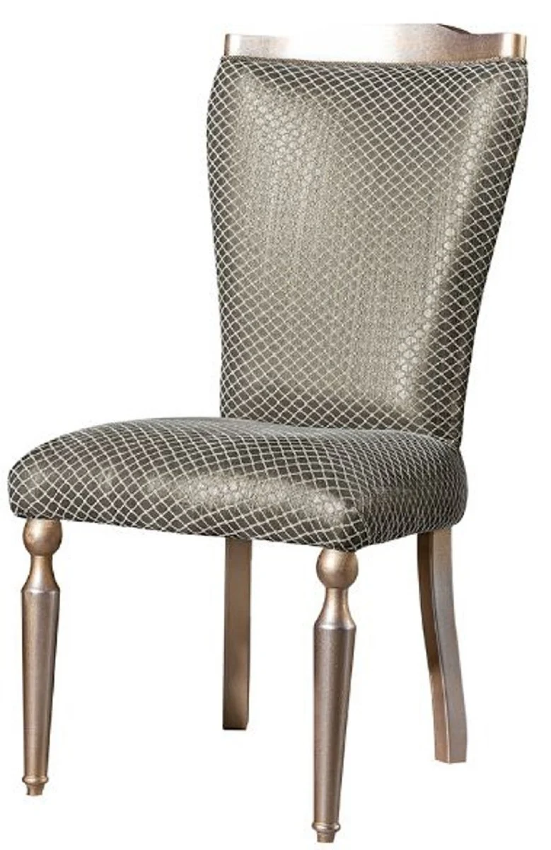 Casa Padrino Luxus Barock Esszimmerstuhl Grün / Silber / Kupfer / Gold - Handgefertigter Massivholz Küchenstuhl - Esszimmer Möbel im Barockstil