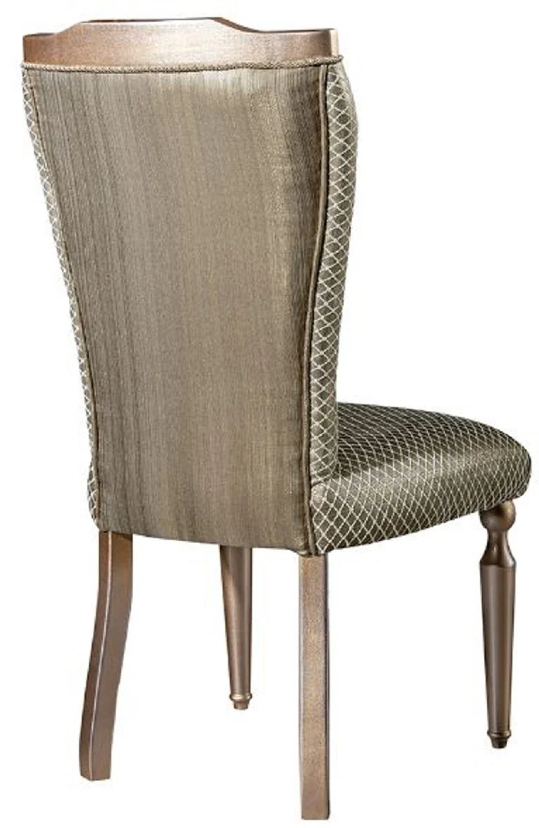 Casa Padrino Luxus Barock Esszimmerstuhl Grün / Silber / Kupfer / Gold - Handgefertigter Massivholz Küchenstuhl - Esszimmer Möbel im Barockstil