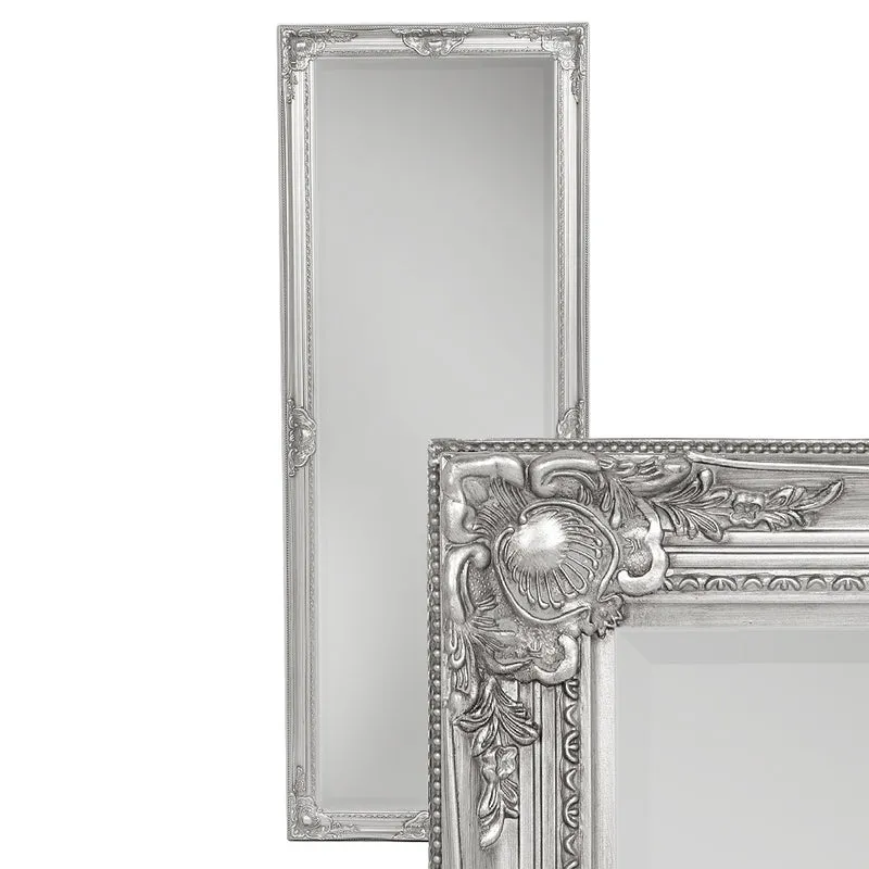 Spiegel LEANDOS barock silber-antik 180x70cm Holzrahmen