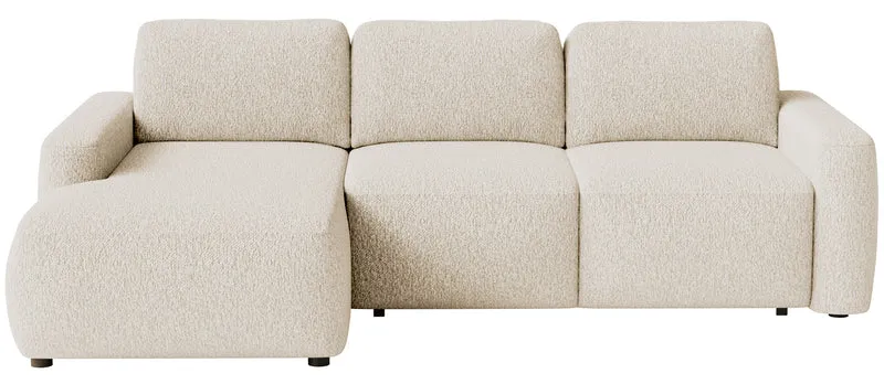 Ecksofa mit Schlaffunktion Carnos Mini, L-förmig, linksseitig, hellbeige Chenille