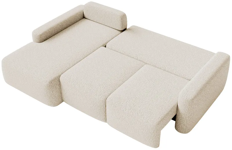 Ecksofa mit Schlaffunktion Carnos Mini, L-förmig, linksseitig, hellbeige Chenille