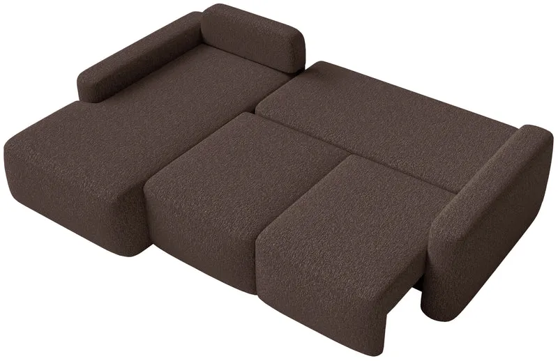 Ecksofa mit Schlafunktion Carnos Mini, L-förmig, linksseitig, braunes Chenille