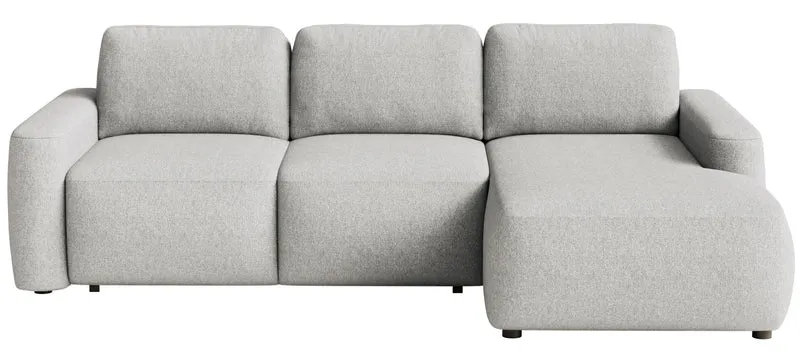 Ecksofa mit Schlaffunktion Carnos Mini, L-förmig, rechtsseitig, grau-beige, pflegeleichter Chenille-Stoff