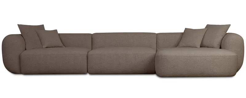 Modulares Ecksofa Baomi, großes L-förmiges, rechtsseitiges Modell, hellbraunes Chenille