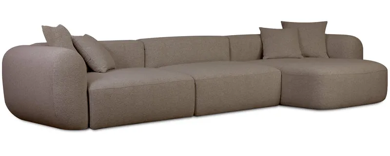 Modulares Ecksofa Baomi, großes L-förmiges, rechtsseitiges Modell, hellbraunes Chenille