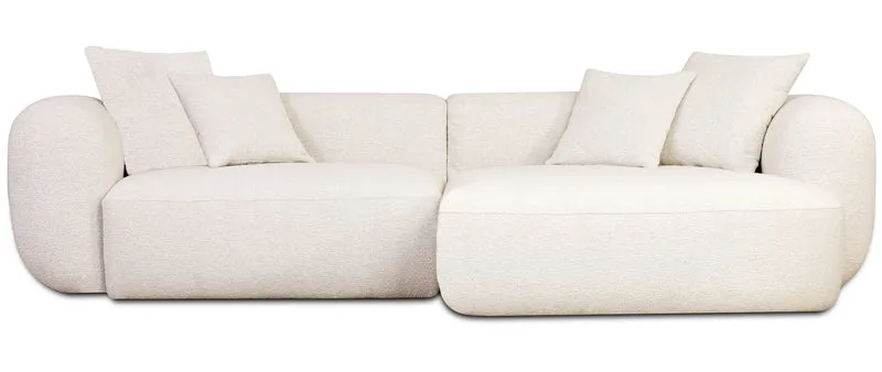 Modulare Eckcouch Baomi, L-förmig, rechtsseitig, cremefarben, Chenille
