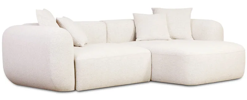 Modulare Eckcouch Baomi, L-förmig, rechtsseitig, cremefarben, Chenille