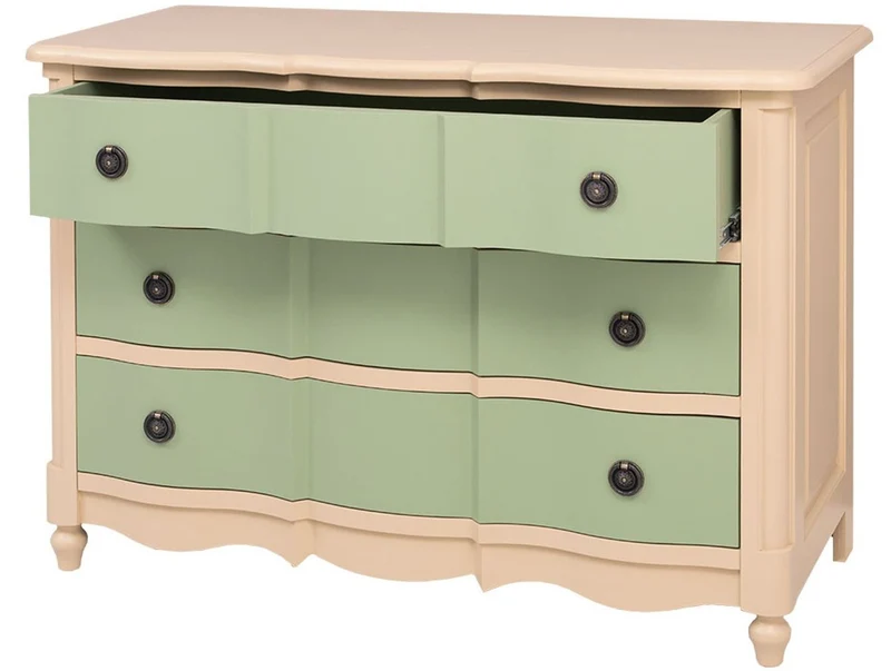 Casa Padrino Landhausstil Kommode mit 3 Schubladen Beige / Grün 130 cm - Landhausstil Möbel