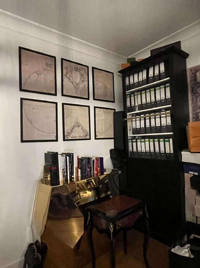 Casa Padrino Landhausstil Bücherschrank mit Leiter Schwarz / Weiß H. 260 cm - Landhausstil Möbel