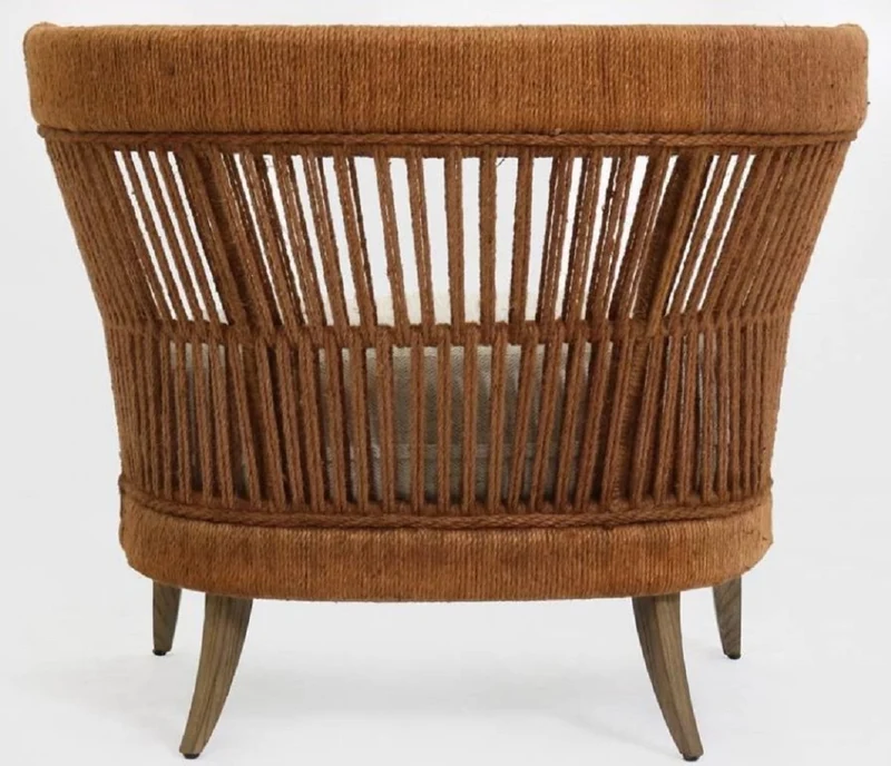 Casa Padrino Luxus Lounge Sessel Braun / Hellgrau 88 x 74 x H. 75 cm - Massivholz Wohnzimmer Sessel - Wohnzimmer Möbel - Luxus Möbel