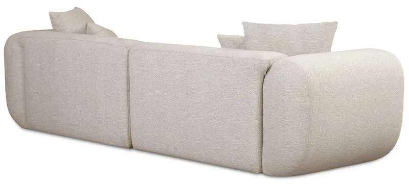 Modulares Ecksofa Baomi L-förmig mit Hocker, linksseitig, hellbeige Chenille