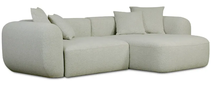Modulares Ecksofa Baomi, L-förmig, rechtsseitig, Salbeigrün, Chenille