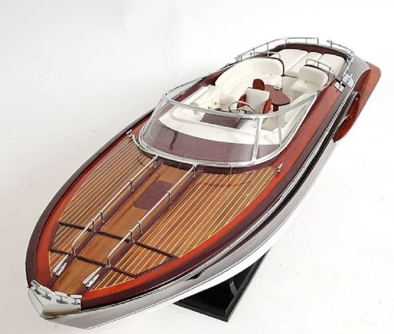 Casa Padrino Luxus Holz Speedboot Mehrfarbig 94 cm - Handgefertigtes Deko Modellboot Boot