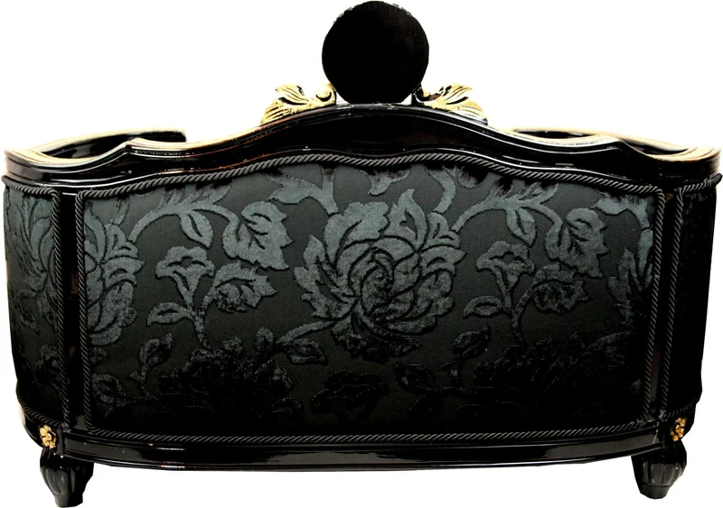 Pompöös by Casa Padrino Luxus Barock Hunde & Katzenbett Deluxe Schwarz Bouquet Muster / Gold von Harald Glööckler