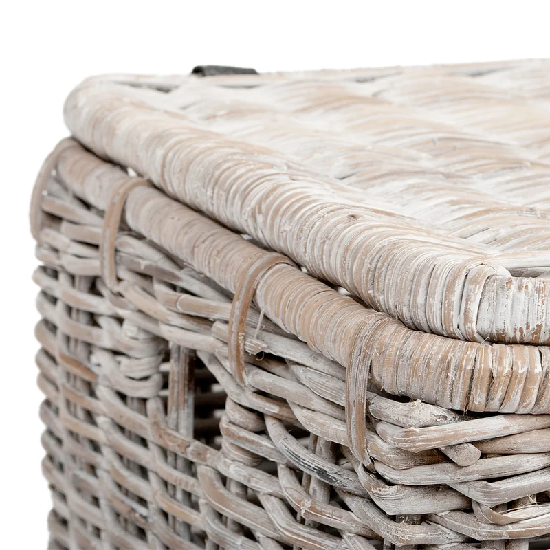 Rattan Truhe RESSY White Wash ca.80cm Couchtisch