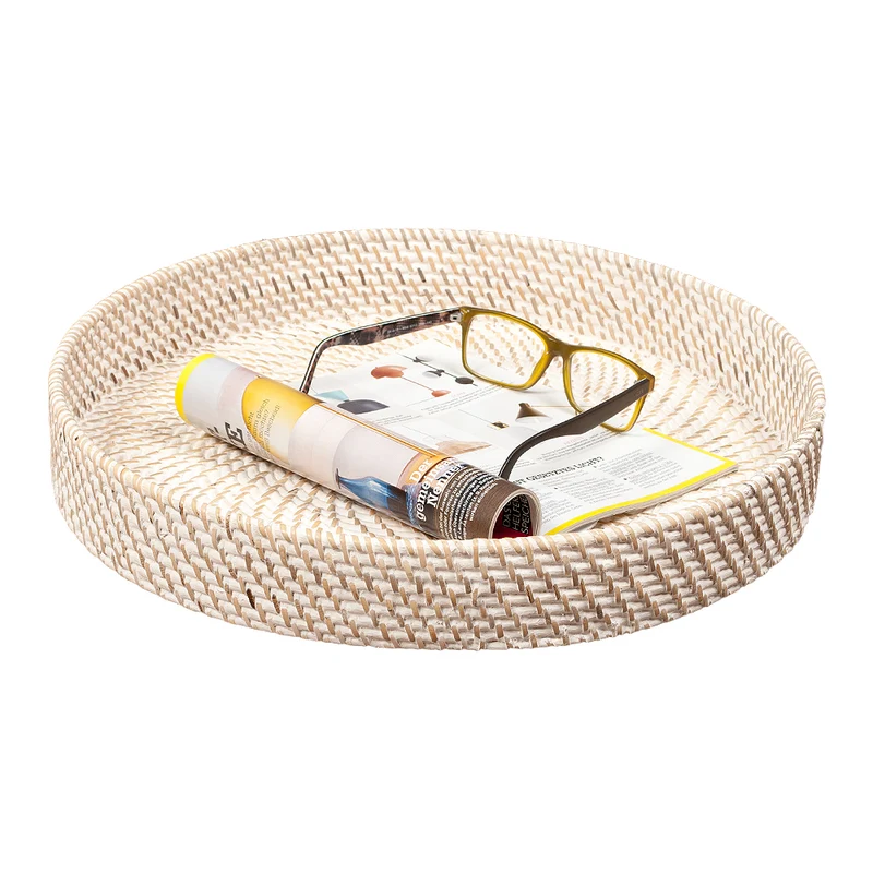 Traditionelles Tablett LOMBOK aus Ketak White Wash 30cm Handarbeit