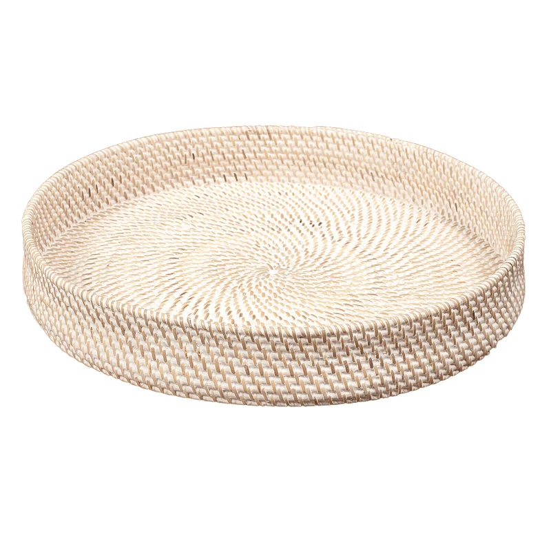 Traditionelles Tablett LOMBOK aus Ketak White Wash 40cm Handarbeit