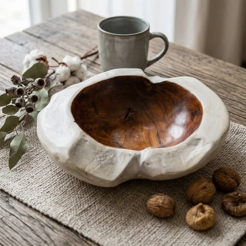 Teak Schale PREMIUM BOWL White Wash D30cm