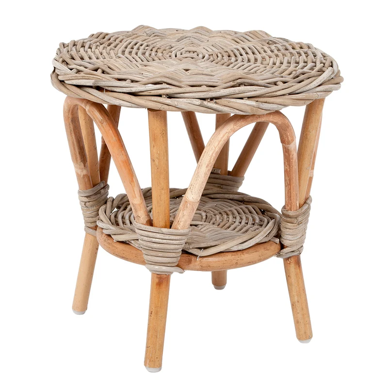 Rattan Kinder Beistelltisch LOTTI Natural Grey D40cm