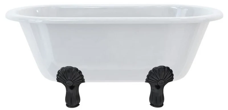 Casa Padrino Luxus Jugendstil Badewanne Weiß / Schwarz 150 x 75 x H. 63,5 cm - Freistehende Retro Acryl Badewanne - Retro Badezimmer Möbel