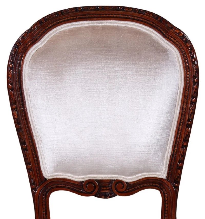 Casa Padrino Luxus Barock Esszimmer Stuhl Silber / Dunkelbraun 41 x 50 x H. 90 cm - Esszimmer Möbel im Barockstil - Luxus Möbel im Barockstil - Barock Interior - Barock Möbel