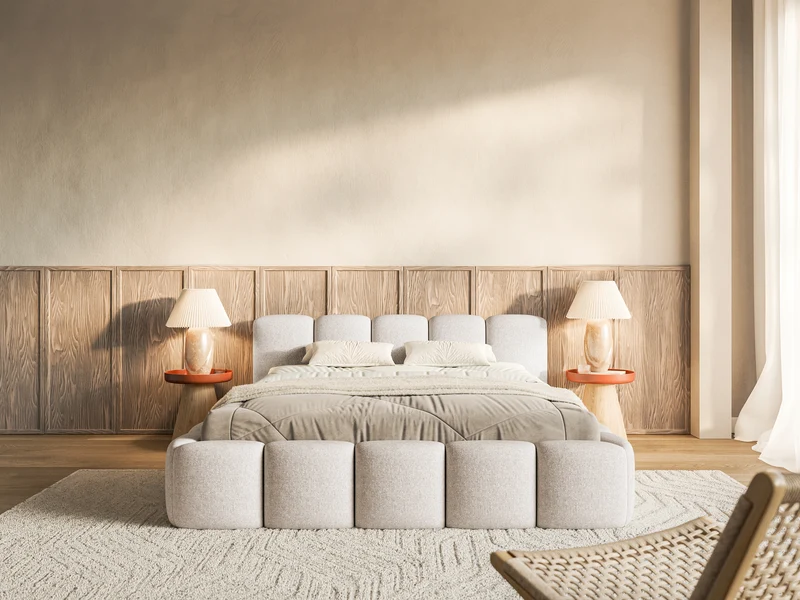 Polsterbett 120x200 cm Cloudy Low hellbeige Chenille hydrophob