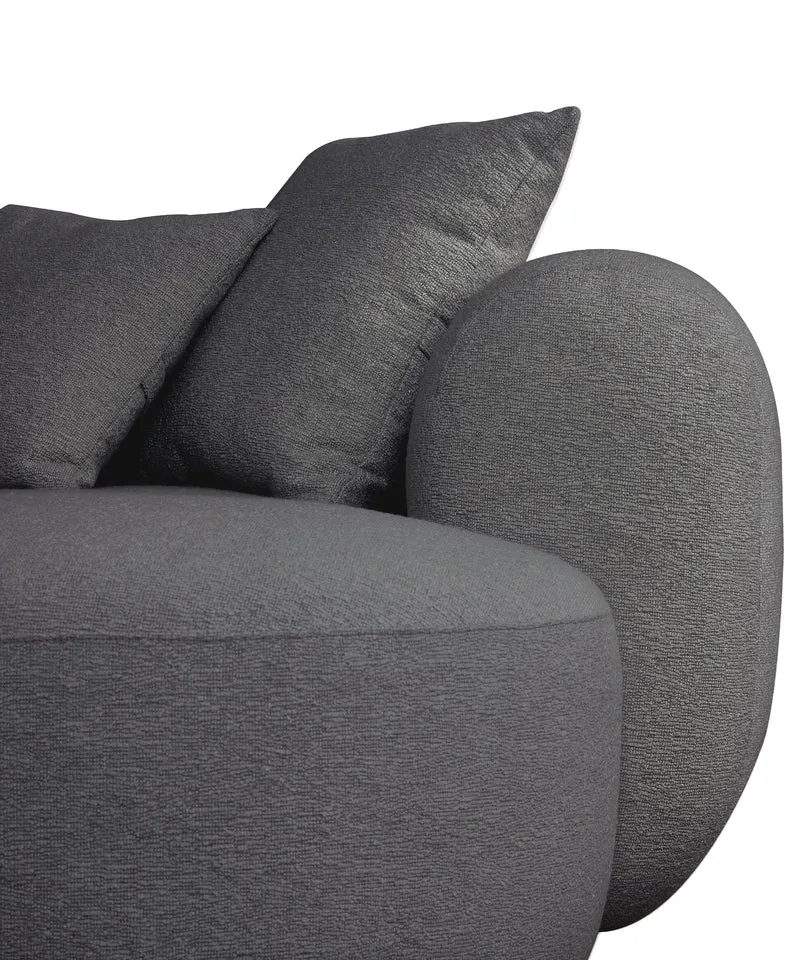 Modulares Ecksofa Baomi L-förmig mit Hocker, rechtsseitig, dunkelgrauer Chenille-Stoff