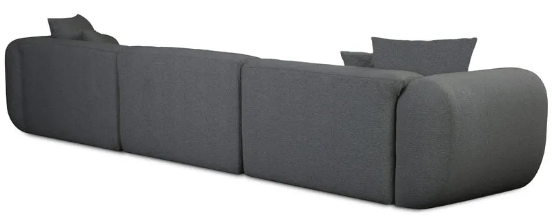 Modulares Ecksofa Baomi, groß, L-förmig, rechtsseitig, dunkelgrauer Chenille-Bezug