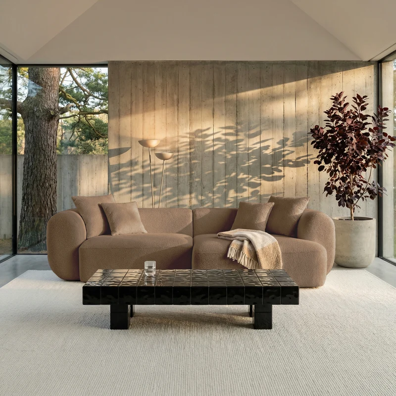 Modulares Ecksofa Baomi, L-förmig, rechtsseitig, senfgelb, Chenille
