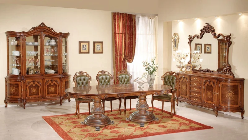 Casa Padrino Luxus Barock Esszimmer Set Grün / Braun - 1 Ovaler Barock Esstisch & 8 Barock Esszimmerstühle - Luxus Esszimmer Möbel im Barockstil - Barock Möbel - Luxus Qualität - Made in Italy
