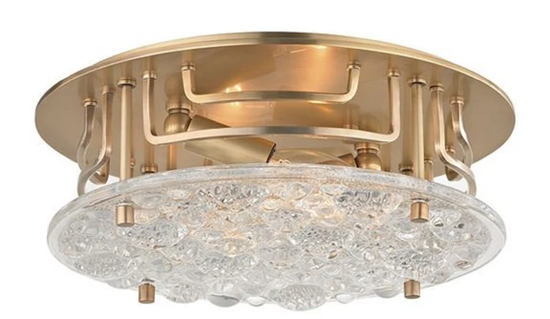 Casa Padrino Luxus Deckenleuchte Antik Messingfarben Ø 28,6 x H. 9,5 cm - Runde Deckenlampe mit handgefertigtem Glas - Luxus Qualität