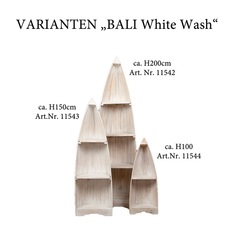 Bootsregal BALI White Wash Albasia ca. H200cm