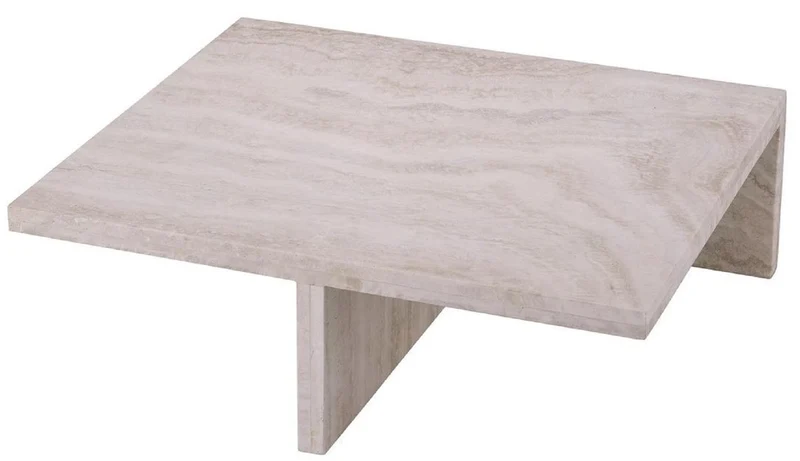 Casa Padrino Luxus Travertin Couchtisch Beige 70 x 60 x H. 23,5 cm - Naturstein Wohnzimmertisch - Wohnzimmer Möbel - Naturstein Möbel - Travertin Möbel - Luxus Möbel - Luxus Einrichtung