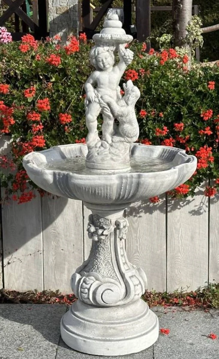 Casa Padrino Barock Springbrunnen Grau Ø 73 x H. 139 cm
