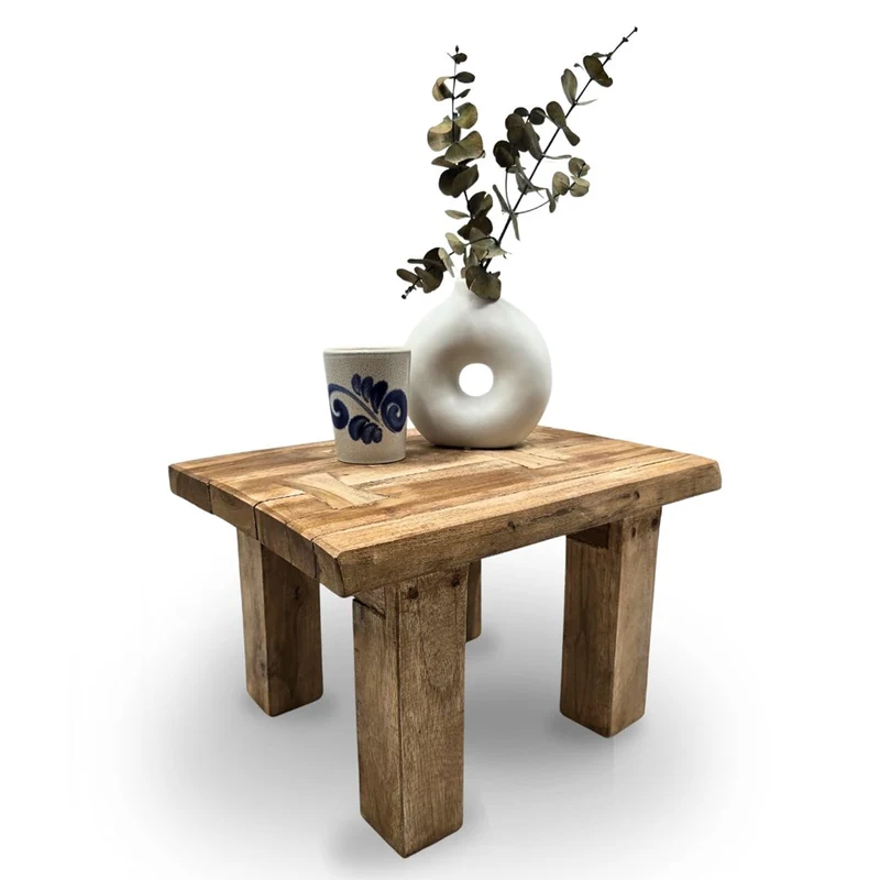 FUSSHOCKER Grain 40 | 40x32x25cm, kleiner Holzhocker aus Mahagoni Holz