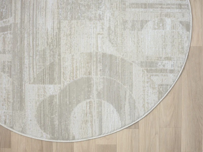 Teppich CERCHIO rund Creme-Grau 120 x 120 cm