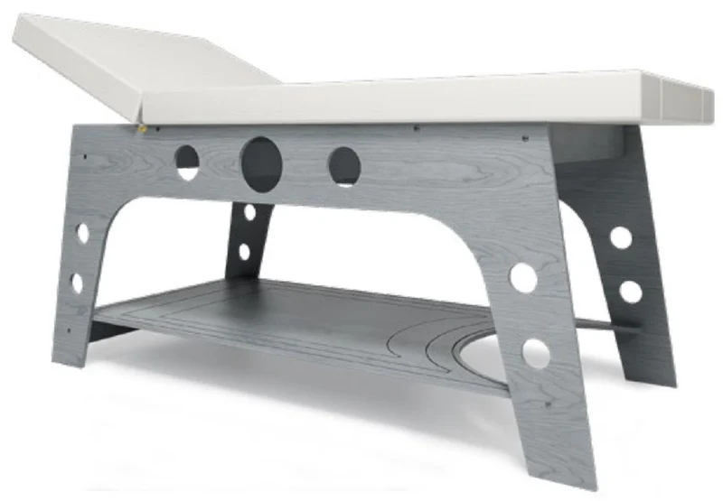 Casa Padrino Luxus Massageliege Grau / Weiß 190 x 70 x H. 77 cm - Handgefertigte Massageliege mit verstellbarer Kopfstütze - Luxus Qualität - Made in Italy